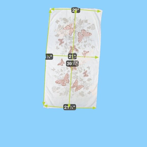 Butterfly Floral Bath Towel Vintage 100% Cotton Fine Fashion Textiles Made USA - Picture 5 of 5